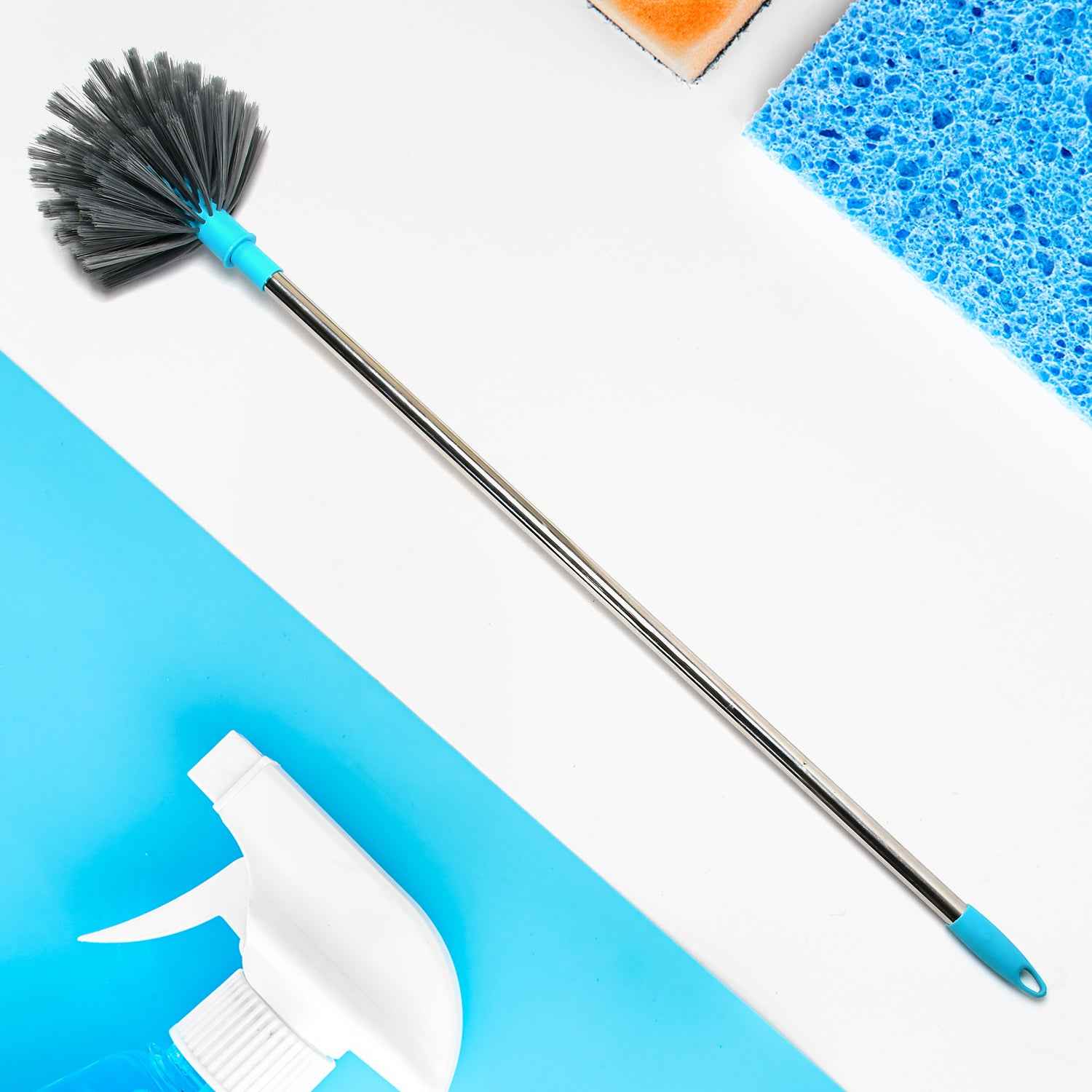4021 Cobweb Brush With Stainless Steel Strong Long Extendable Handle For Dusting Ceiling Cobweb Cleaning Brush For Lights Fans  Webs Cleaning For Homekitchen