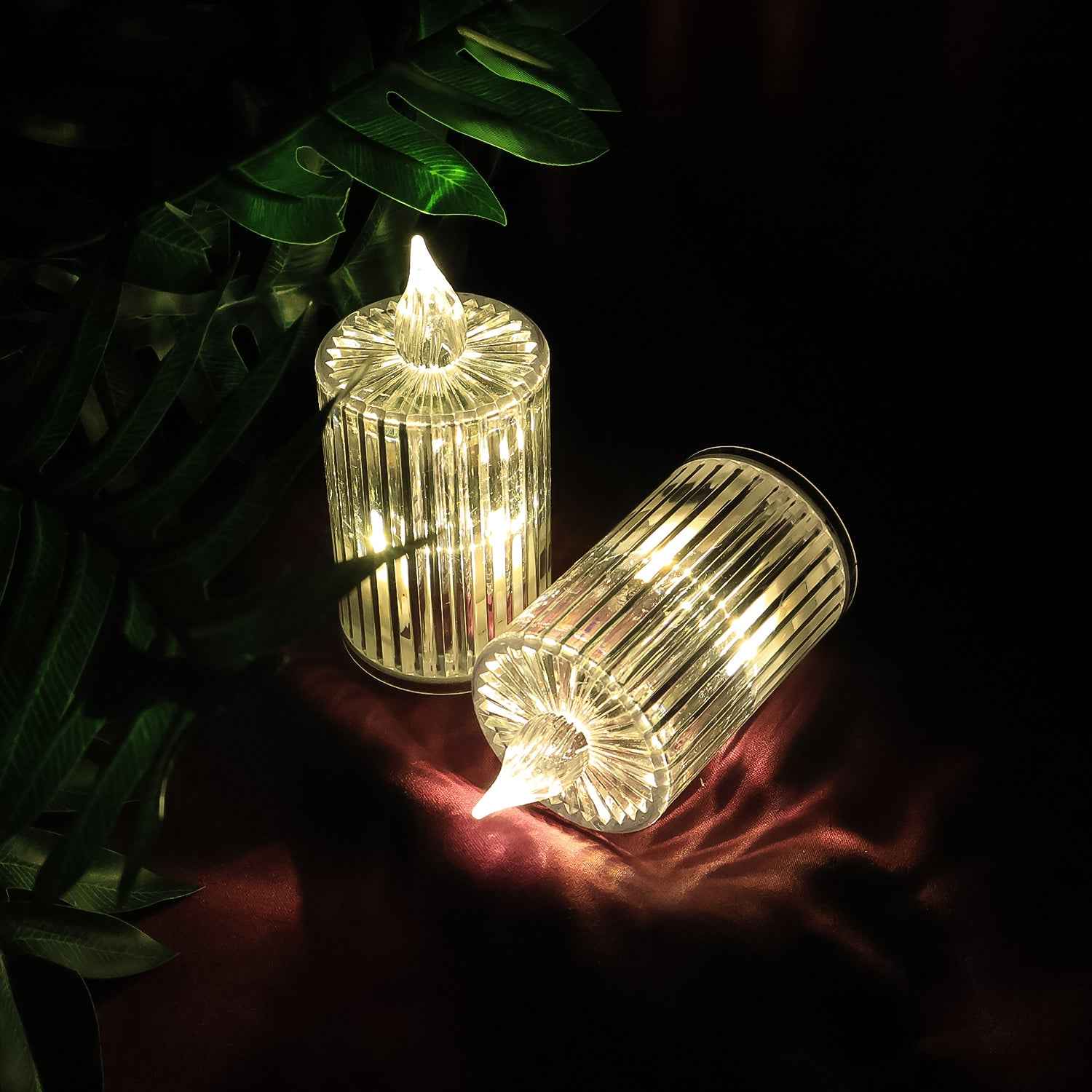 Premium Crystal Effect Led Flameless Candle Lights (5 Pc)