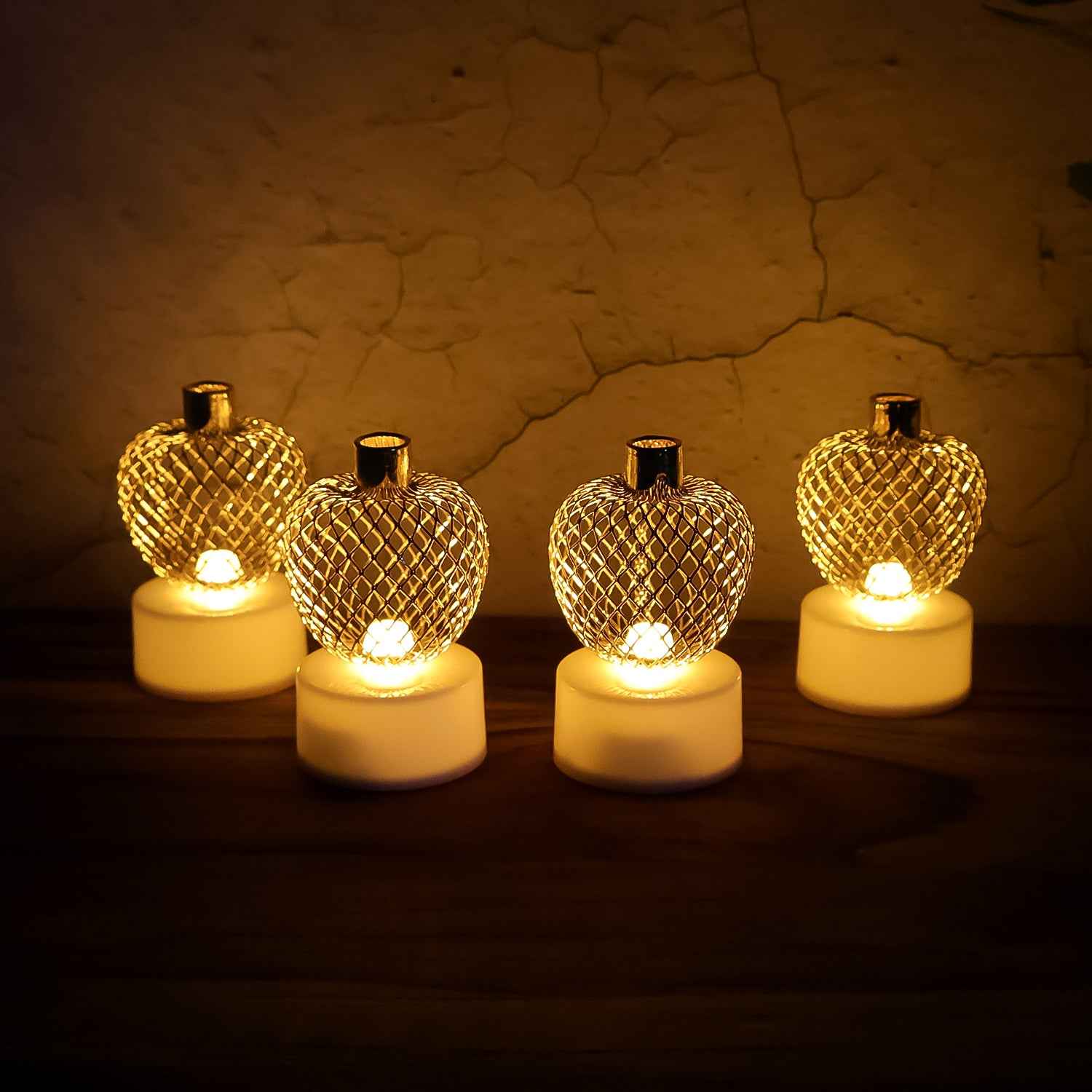 Decorative Apple Shape Led Tealight Candles - (4 Pc)
