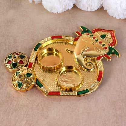 Ganesh Design Decorative Kumkum Box - (1 Pc)