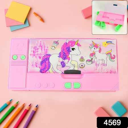 4569 Multi Purpose Gadget Jumbo Pencil Box Compass With Calculator Jumbo 2 Side Slot Geometry Box Compass Use School  Traveling  Studio