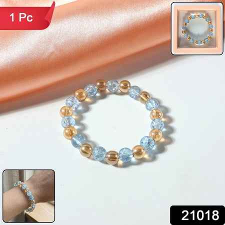 Elegant Dual-tone Crystal Beaded Stretch Bracelet (1 Pc)