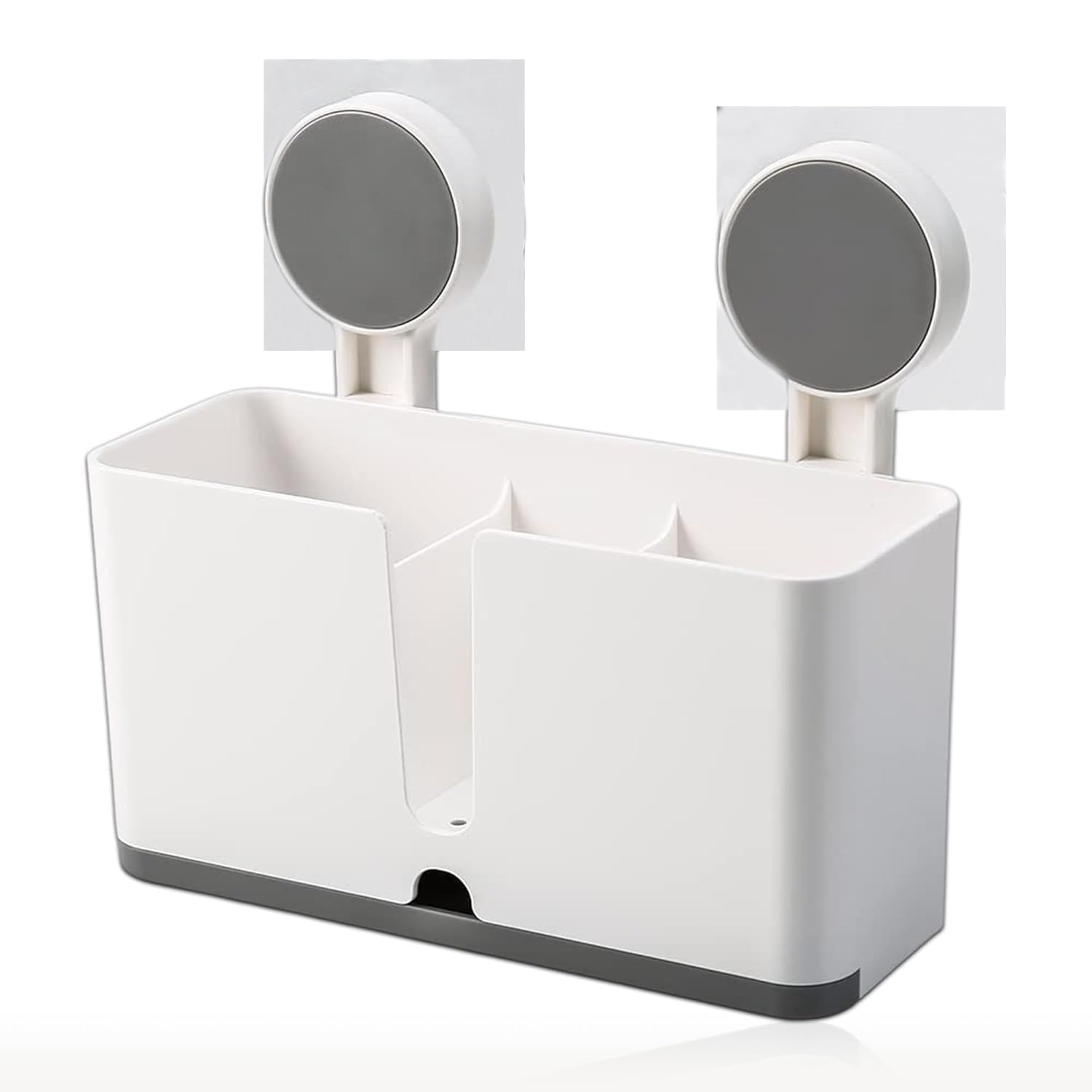 Wall Mounted 3 Compartment Toothbrush Holder With Adhesive Installation (1 Pc)