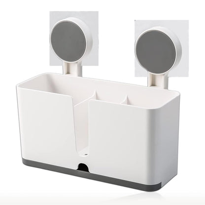 Wall Mounted 3 Compartment Toothbrush Holder With Adhesive Installation (1 Pc)