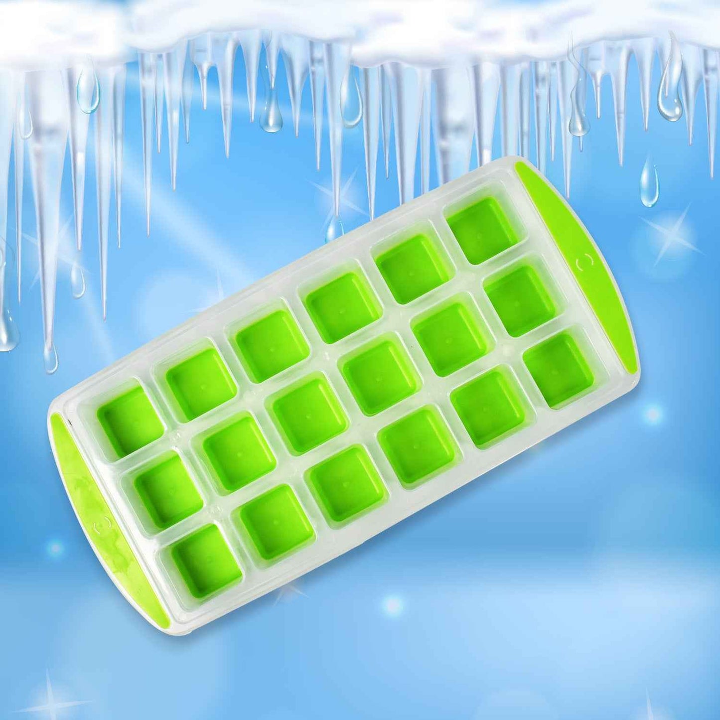 7169  18 Cavity Pop Up Ice Cube Tray Easy Release Flexible Silicone Bottom Ice Tray  Stackable Ice Tray 100 Bpa Free Food Grade For Freezer