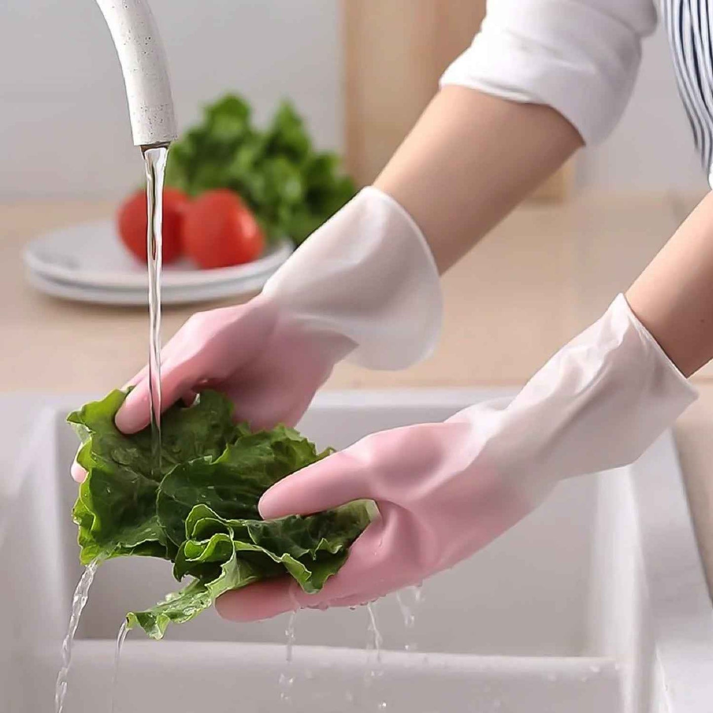 Medium Reusable Long-cuff Household Cleaning Gloves - (1 Pair)