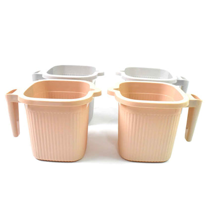 Plastic Square Bath Water Mug (4 Pc  1000 Ml  Mix Color)