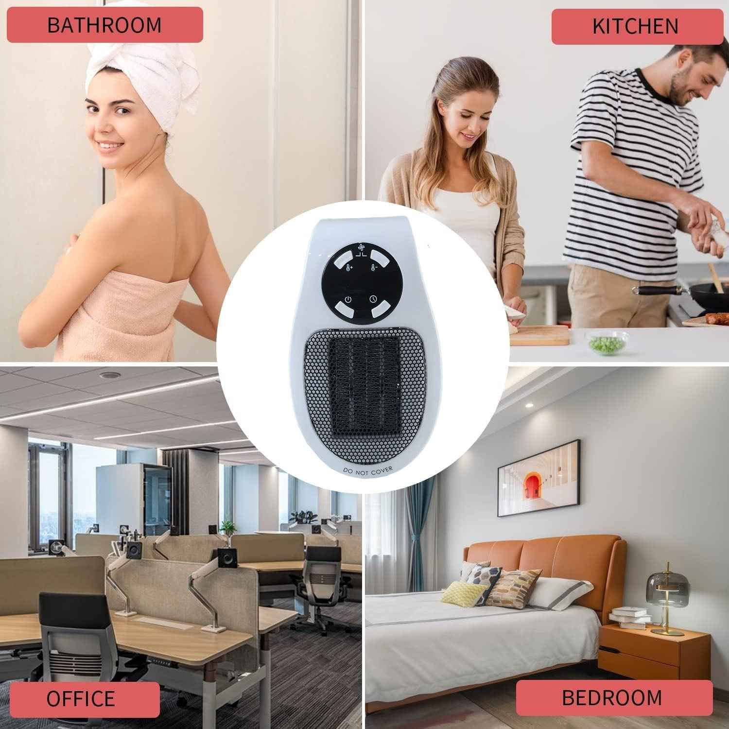 500w Portable Wall Plug Room Heater Compact Electric Space Heater